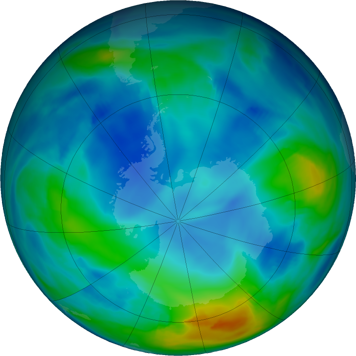 Antarctic ozone map for 28 May 2020